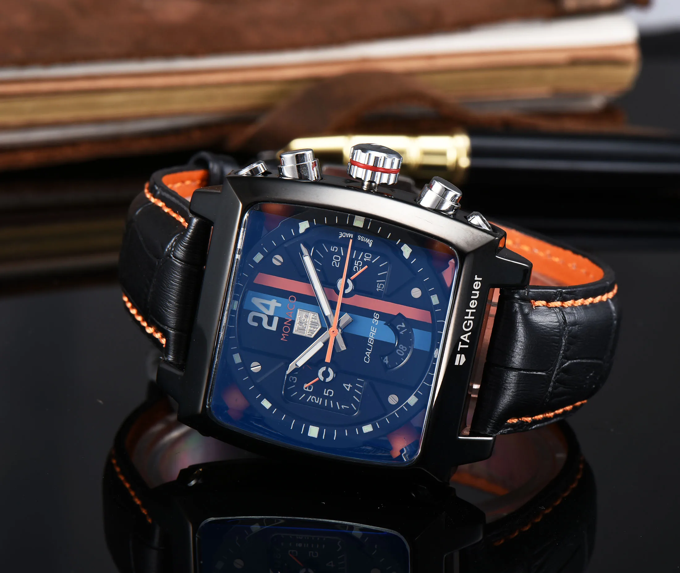

TAG- Heuer- New Automatic Mechanical Men Watch Silver Blue Stainless Steel Transparent Sapphire Glass AAA Glide Watches 998475