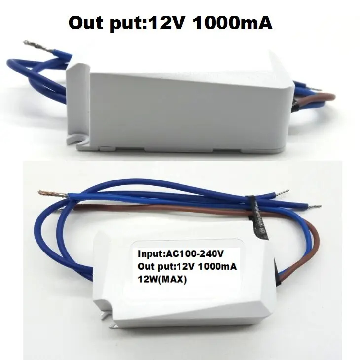 DC12v Светодиодный вентилятор питания drvier AC/DC адаптер 1000mA драйвер 100-240 В до 12 В/разъем для MR11/MR16 6 Вт Мини светодиодный трансформатор