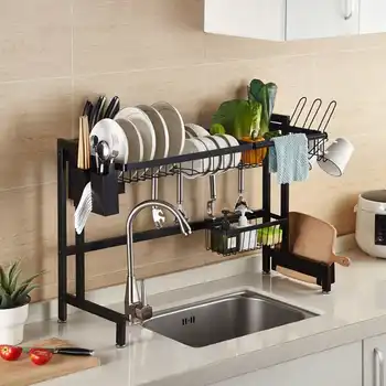 

Stainless Steel Over Sink Kitchen Dish Rack Bowl Cup Drain Drying Shelf Storage Organizer Holder Drainer Drying Dish Rack
