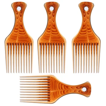 

4 Pcs Afro Pick Pik Comb African American Hair Brush Plastic Hair Coloring Combs Hairdressing Styling Tool