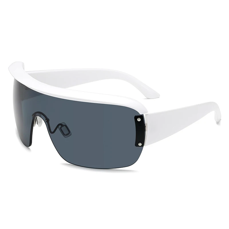 Модные солнцезащитные очки больших размеров для мужчин и женщин, роскошные брендовые дизайнерские ретро солнцезащитные очки, женские солнцезащитные очки больших размеров с большой оправой UV400 Oculos - Цвет линз: White Grey