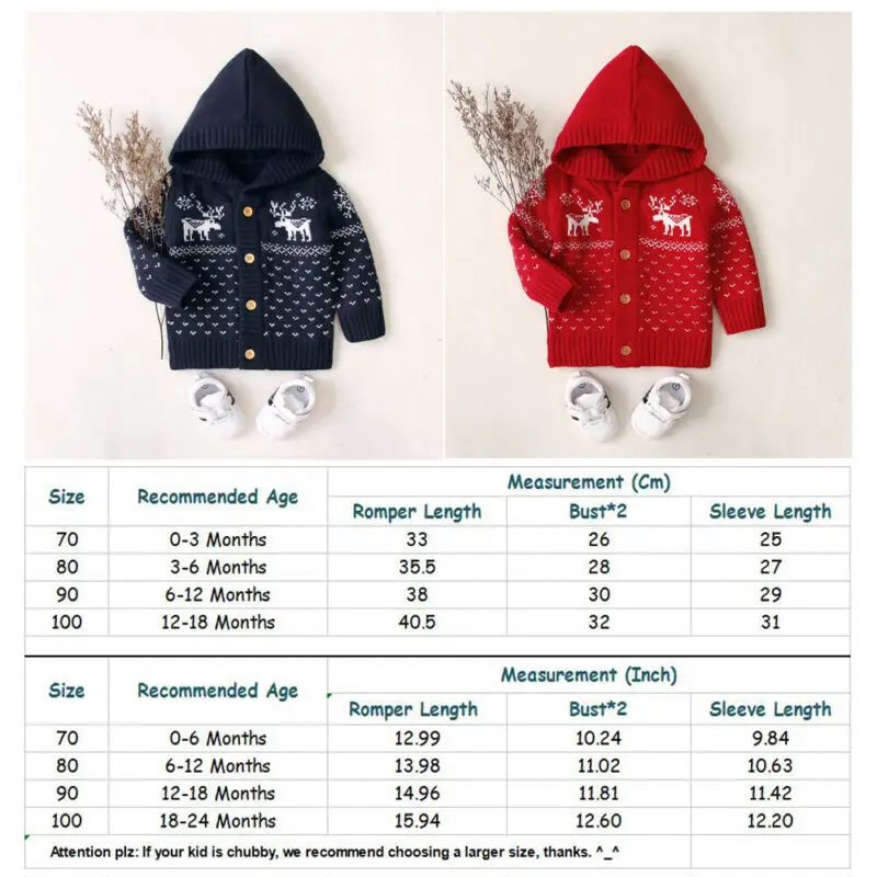 Рождественское вязаное пальто с капюшоном; свитера для новорожденных; осенне-зимняя куртка с длинными рукавами для мальчиков и девочек; кардиган; Верхняя одежда; Рождественский Костюм