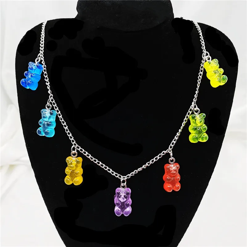 Collar de acero inoxidable para mujer y niña, Dulces hechos a mano, colgante de oso de dibujos animados de Judy, 7 colores, joyería diaria, regalos de fiesta