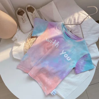 

Fashion Baby Girls T-shirt Summer Kid Round Collar Cotton Tops Tees T-Shirts Children Cotton Clothing 12M-6Y