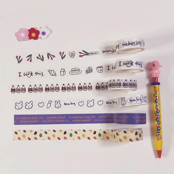 

Korean Ins Tulip Bottle Rabbit Masking Washi Tape DIY Decorative Adhesive Tape For Diary Scrapbooking Kawaii Decoration