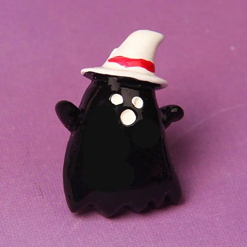 30Pcs Flatback Buttons Halloween Resin DIY Crafts Embellishment Black White Ghost Bat Cat Owl Scrapbooking Phonecase Decoration
