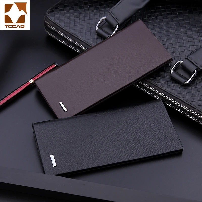 Cartera de cuero de microfibra para hombre, larga, fina, 2022|Carteras| - AliExpress