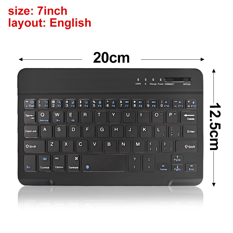 7 in black English Мини Беспроводная клавиатура Bluetooth клавиатура для ipad телефона планшета резиновые колпачки перезаряжаемая клавиатура для Android ios Windows - Цвет: 7 in black English