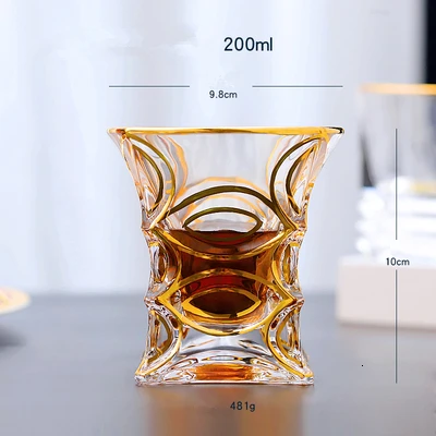 Богемный стиль кристалл золотой край роскошный XO бренди снифтеры стакан для виски старомодный виски стекло Chivas водка стекло es чашка - Цвет: Square Luxury