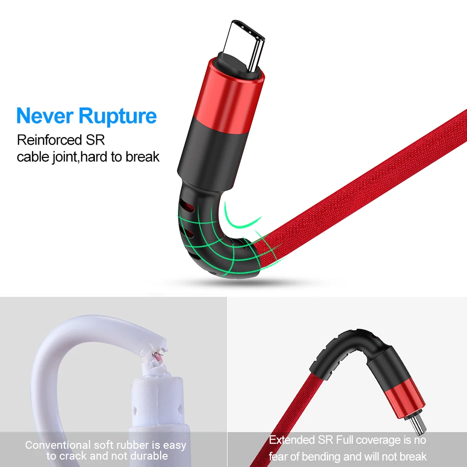 ROCK usb type-C кабель для Xiaomi Redmi Note 7 QC 3,0 Быстрая зарядка type-C провод для мобильного телефона USB C кабель для samsung S10 Дата шнур