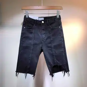 

Denim Shorts Women Summer Streetwear Stretch Skinny Jean Shorts Knee Length HotPants Casual High Waist Shorts For Women C6212