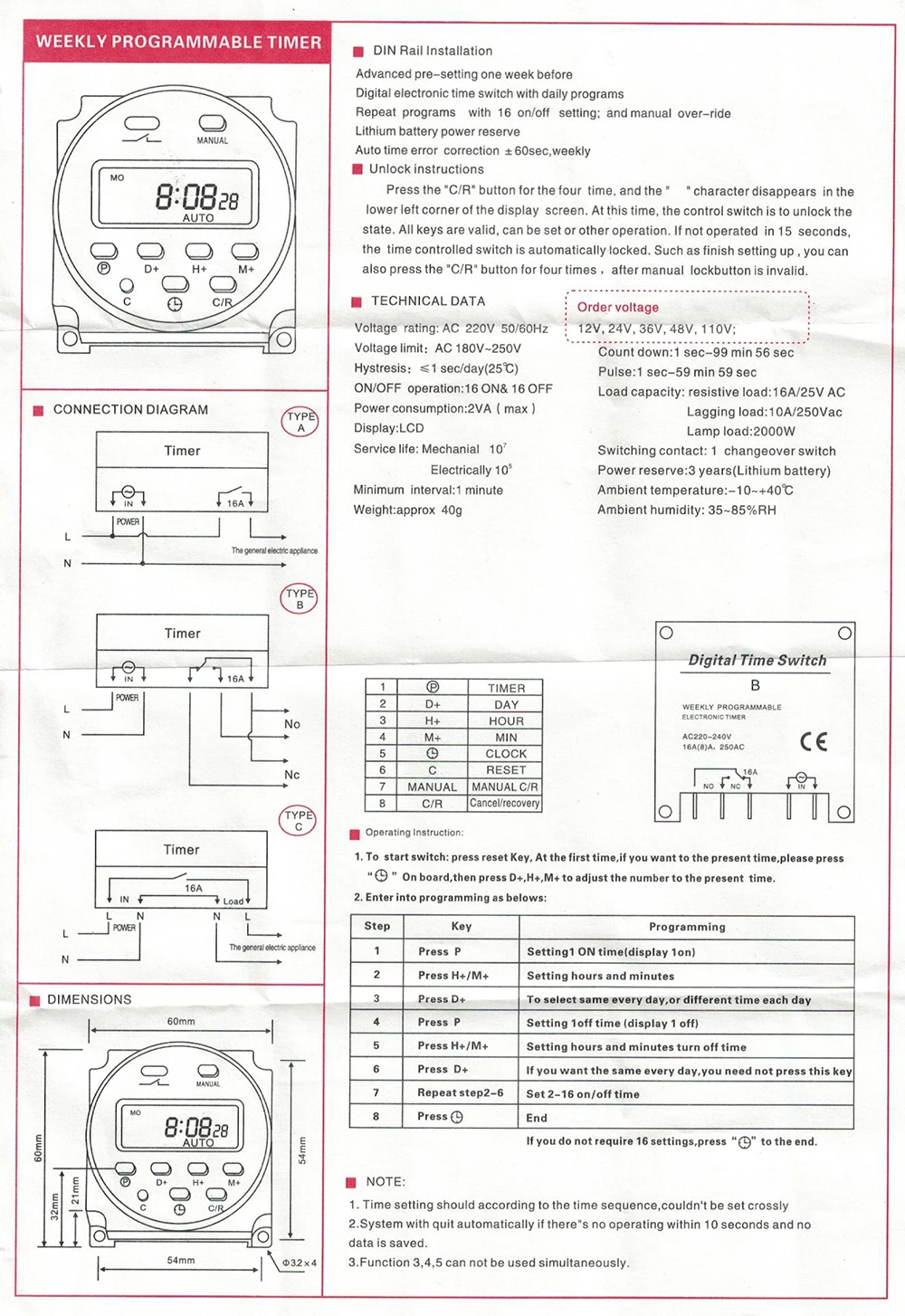 light switch smart LC Timer Relay CN101A Digital Microcomputer LCD time switch 220 VAC 12 V 24VDC 48VDC 110VAC cyclic timer Time digital lutron dimmer switch