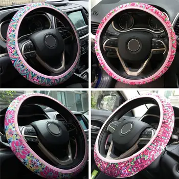 

Universal Handmade Boho Tie Dyeing Steering Wheel Cover Stretch-on Fabric Steering Wheel Cover Car Interior Decoration C45