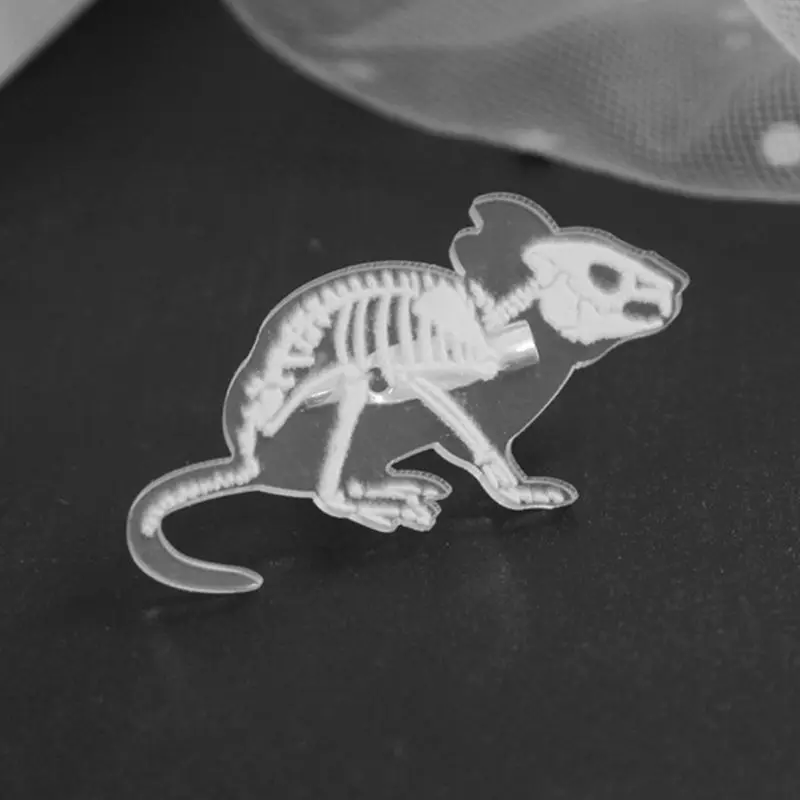 

Clear Acrylic Animal Skeleton Pin Brooch Mouse Rabbit Penguin Bird Pig Cat Pins