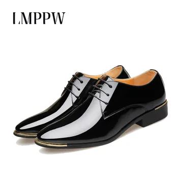 

Luxury Men Formal Dress Shoes Patent Leather Pointed Men Wedding Party Oxford Shoes Newly Men's Derby Shoes Zapatos De Hombre