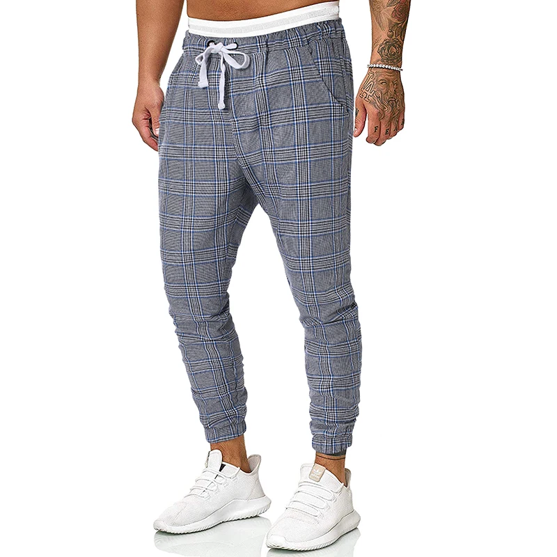 NEGIZBER New Autumn Winter Cargo Pants Men Fashion Casual Mens Jogger Pants Pure Cotton Striped Plaid Pants Men Streetwear