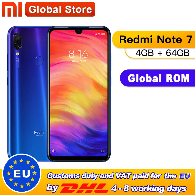 Глобальный Встроенная память Xiaomi Redmi Note 7 4GB 64GB телефон Snapdragon 660 Octa Core 4000 мАч 6 3
