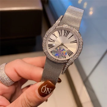 

brand P woman swiss-quartz movement quartz watch perfect arc design micro gems roman dial glitter male watch