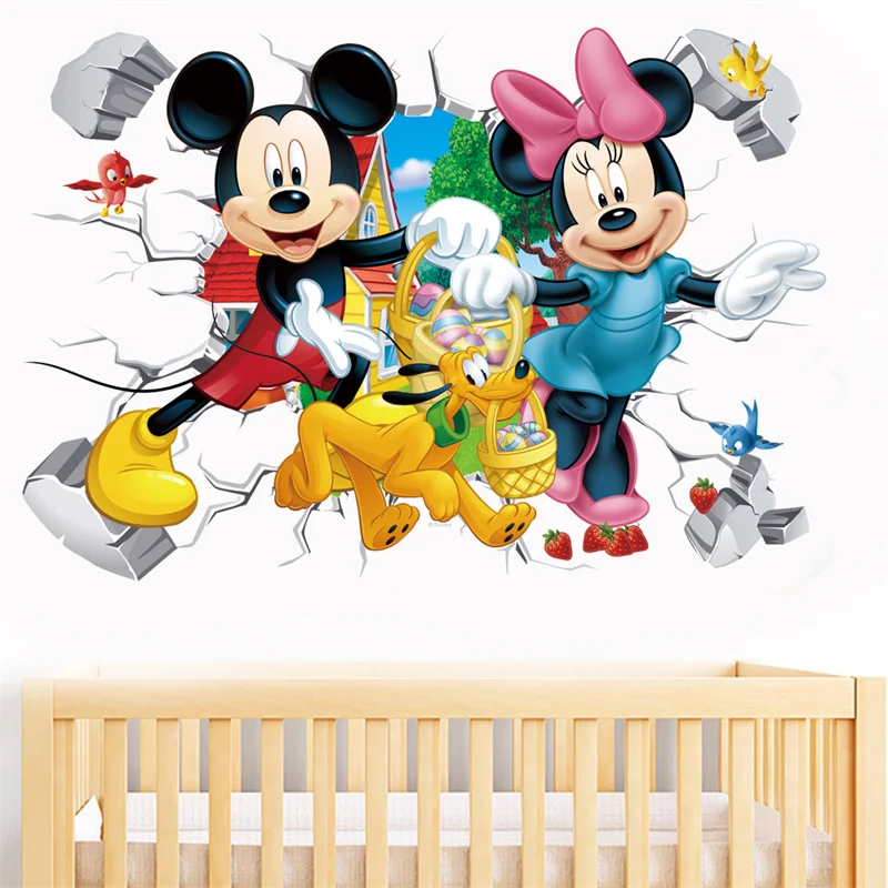 3D vivid Cartoon Disney Mickey Minnie Wall Stickers For Kids Room kids bedroom decoration stickers on the wall