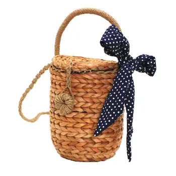 

2020 New Bow Hand-Woven Straw Bag Storage Bag Beach Bag Dual-use Hand and Single Shoulder Bag