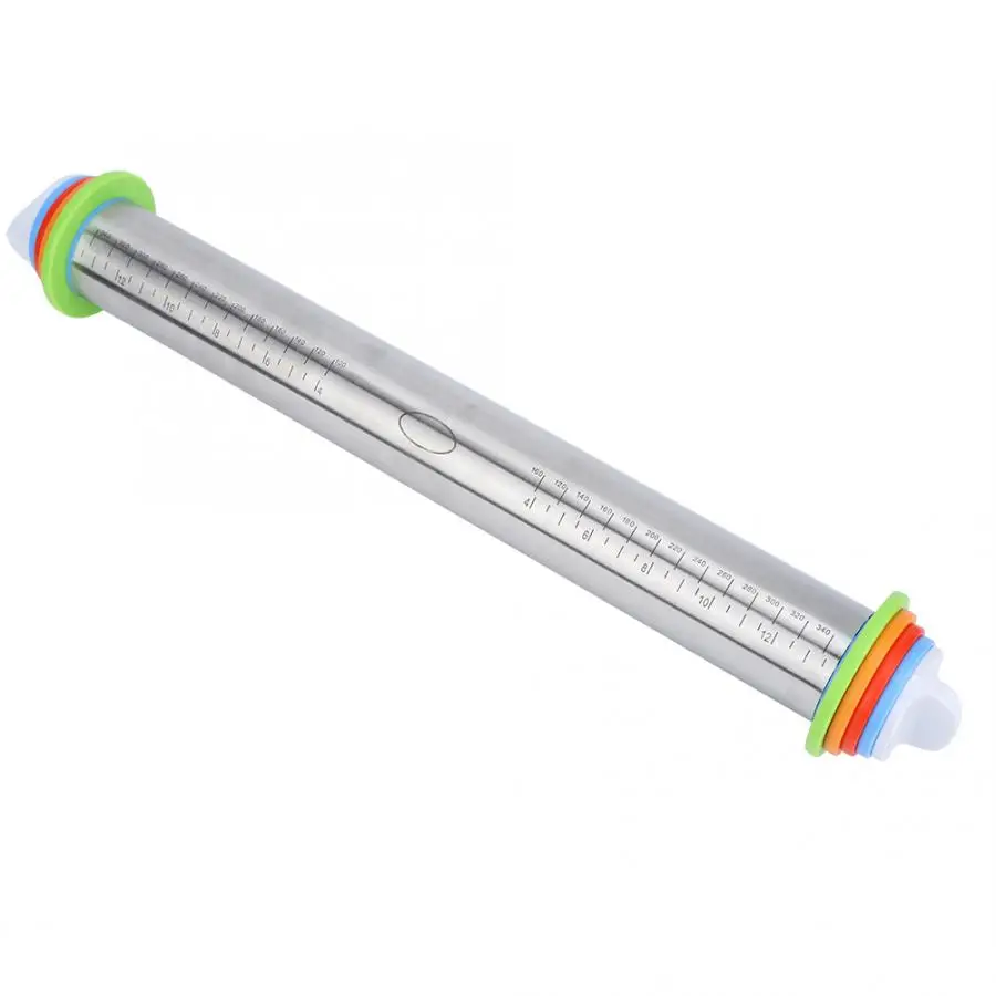 Kitchen Accessories Rolling Pins& Pastry Boards Stainless Steel Adjustable Thickness Rolling Pin Flour Stick With Scale For