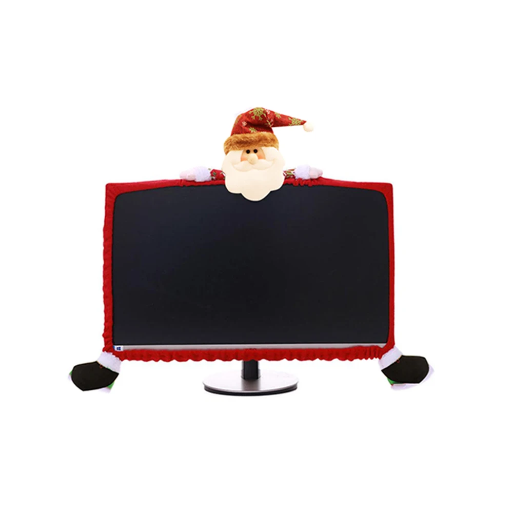 

Snowman Computer Cover Screen Cover Monitor Cover Christmas Decoration Desk Cartoon Beautiful Ornament Cloth