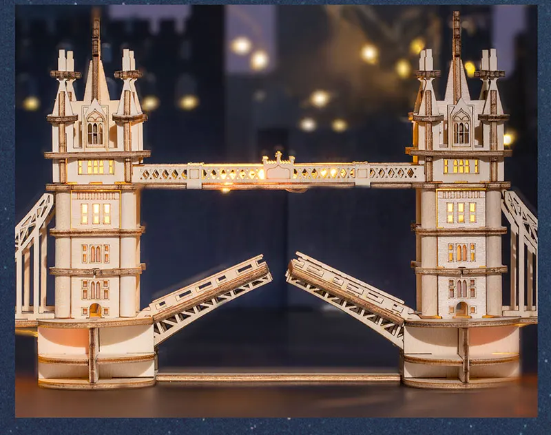 3D Wooden Puzzle Game Big Ben Tower Bridge Pagoda Building Model