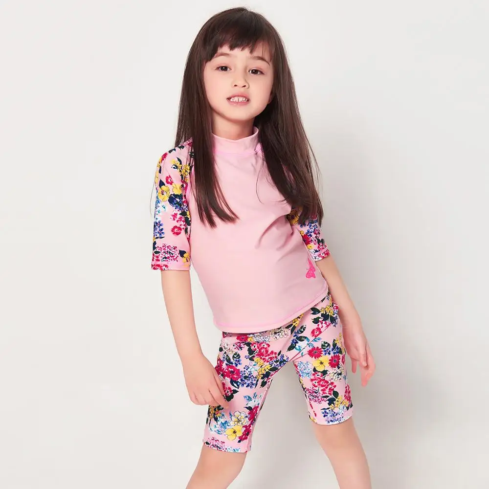 Julysand High Quality Swimwear Girls Two Pieces Swimsuit Baby Skin Care Half sleeve Floral Printed Bathing Suit Kids Swimwear