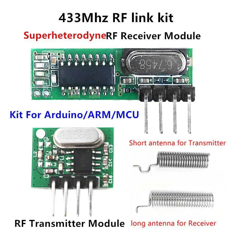 Супергетеродинный радиочастотный приемник и модуль передатчика 433 МГц для Arduino Uno