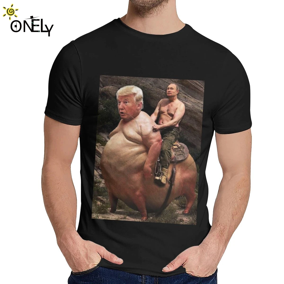Футболка и шорты с изображением Человека Путин верхом Трамп стильная одежда из