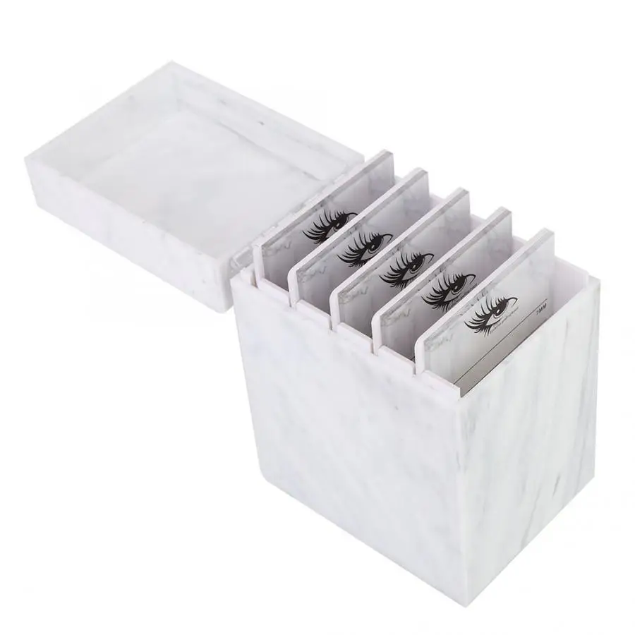 

5 Layers Exquisite Acrylic False Eyelash Storage Box Grafting Eyelash Extension Organizer Case with Marble Pattern