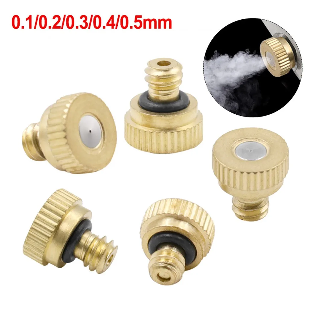 5Pcs Threaded Brass Misting Nozzle 0.1 0.5mm Orifice Water Mister Parts