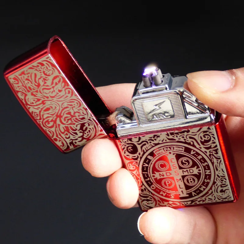 Импульсная дуговая USB Зажигалка Ветрозащитная Электронная зажигалка плазменная перезаряжаемая беспламенная металлическая зажигалка для сигарет пьезозажигалка подарок