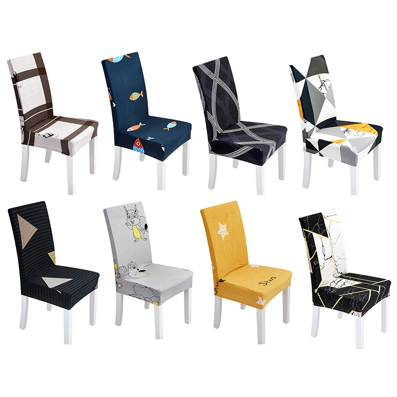 

1/2/4/6PCS Geometric Chair Covers Elastic Spandex Dining Removable Armless Seat Slipcover Protector Living Kitchen Chair Cover