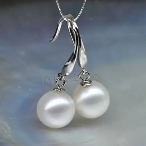 Hot sale new Style >>>&gt10mm Natural White South Sea Shell Pearl Sterling Silver Dangle Earrings AAA++ | Украшения и