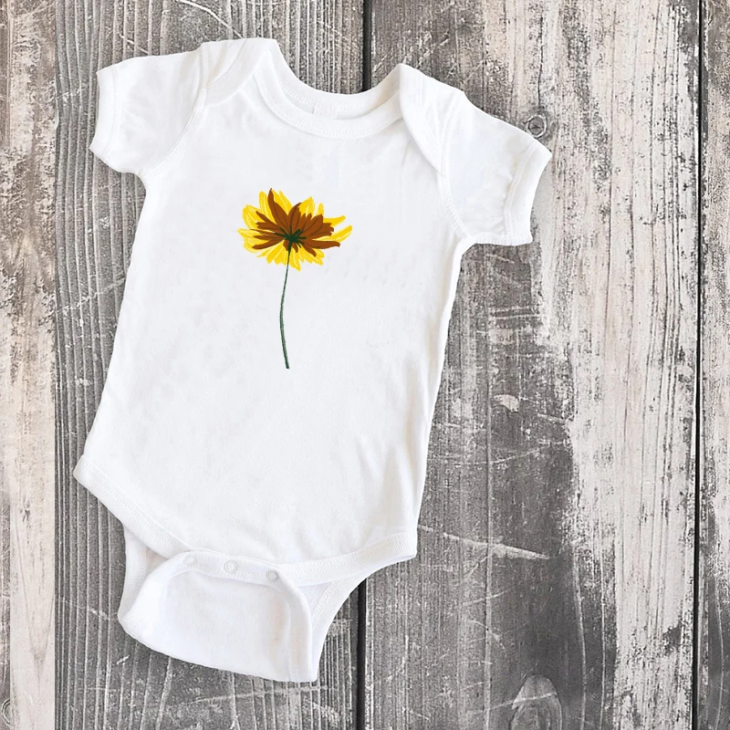 Sun Flower Fashion 2020 Mom and Daughter Matching Clothes Sun Flower Tshirt Family Clothing Big Sister Plant Pattern Print