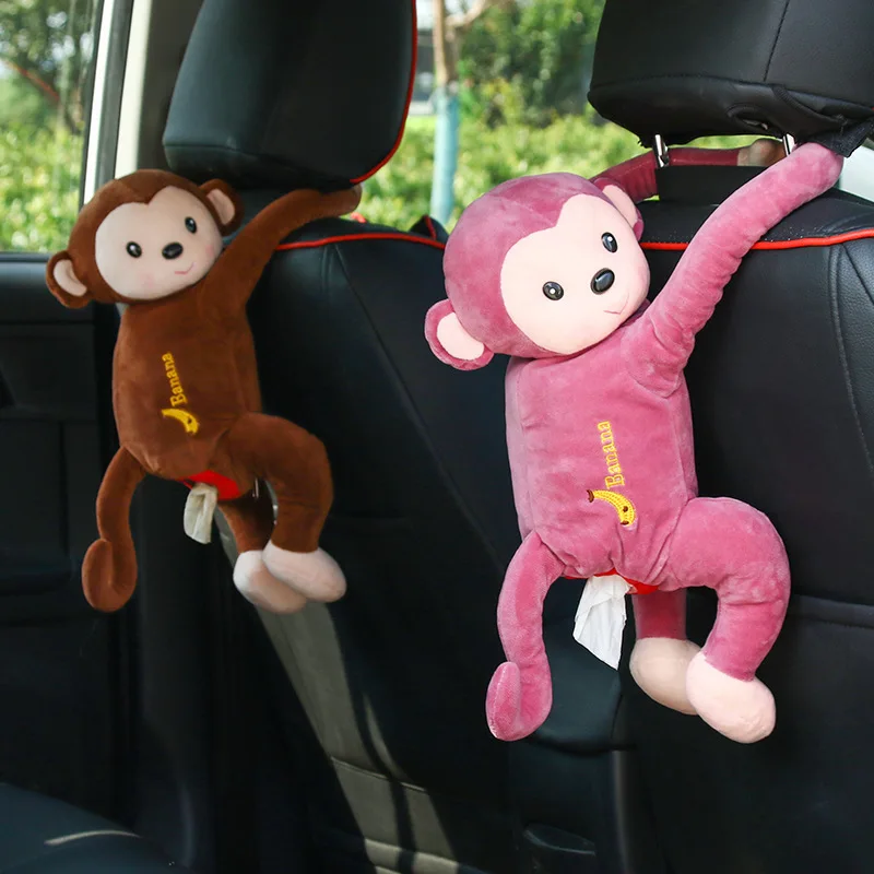 

Monkey Tissue Box Car Hanging Cartoon Tissue Box Car Chair Back Paper Extraction Box