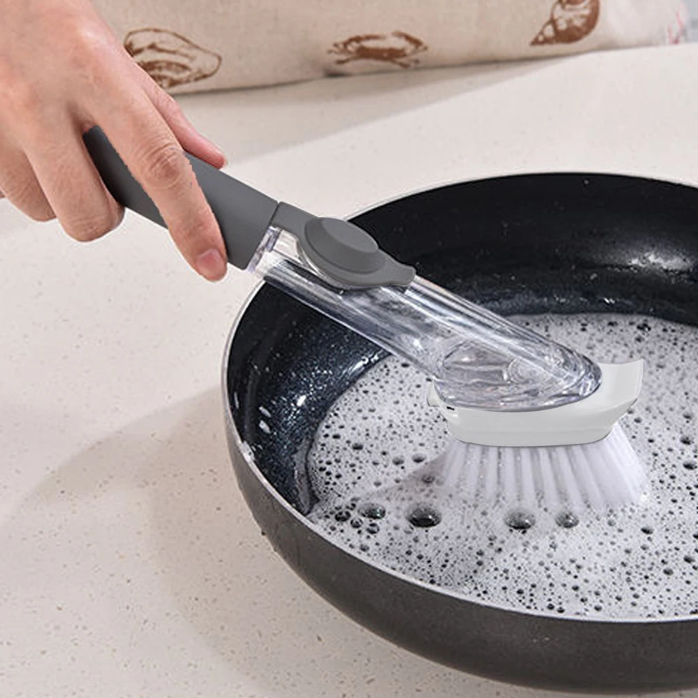 Hand Pot Brush Soap Dispenser Brush Pot Bowl Dish Cleaner Tool Kitchen