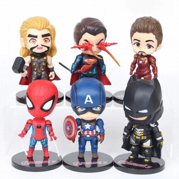 

6 Pcs/Set Marvel Avengers 3 Captain America Iron Man Spider Man Anime Super Heros Action Figure Toys Collectible Gift(10CM)