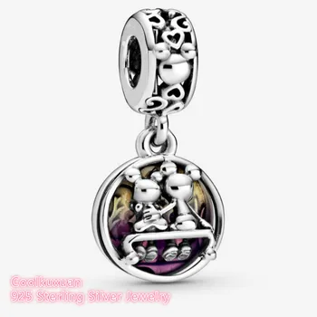 

100% 925 Sterling Silver Mickey Mouse & Minnie Mouse Happily Ever After Dangle Charm beads Fits Original Pandora bracelets