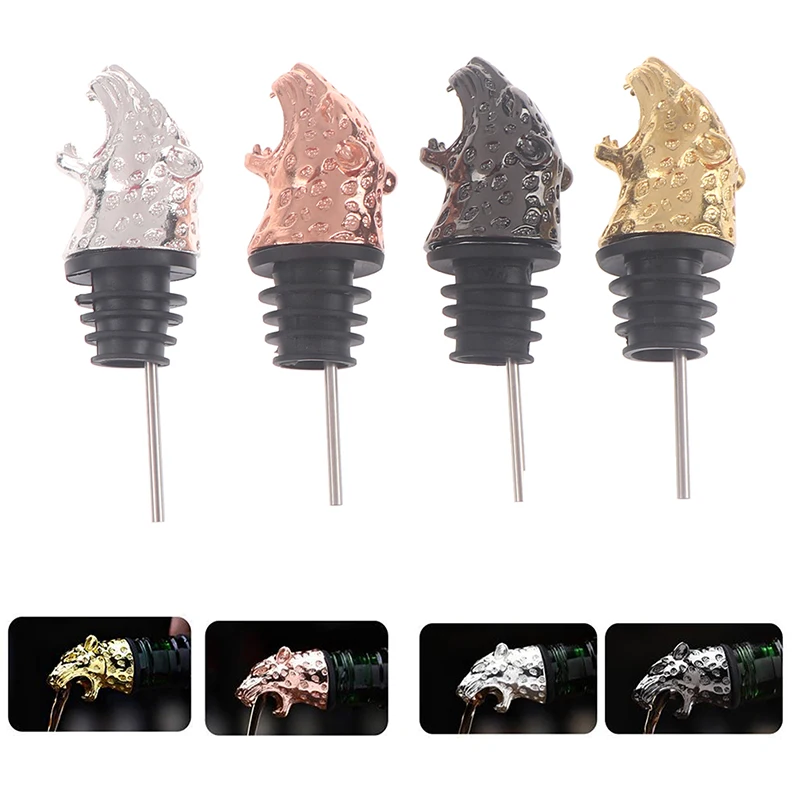 Zinc Alloy Leopard Head/Stainless Steel Head Wine Pourer Unique Wine Bottle Stoppers Wine Aerators Bar Tools Get Together Gift