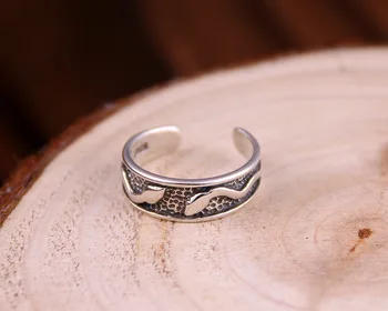 

S925 genuine sterling silver ring silver old carved snake Weijie small ring female fashion personalized silver fashion