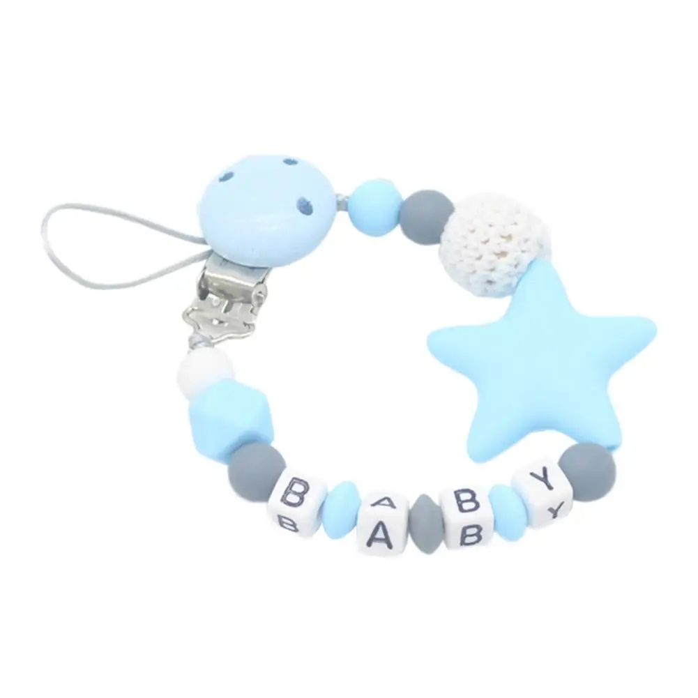 Colorful Silicone Pacifier Clips Funny Chain For Infant Feeding Toddle Chew Toy Silicone Nipple Clip For Baby - Color: Blue