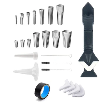 

25PCS Caulking Finisher Kit Stainless Steel Caulk Nozzle Applicator for Kitchen Bathroom Window