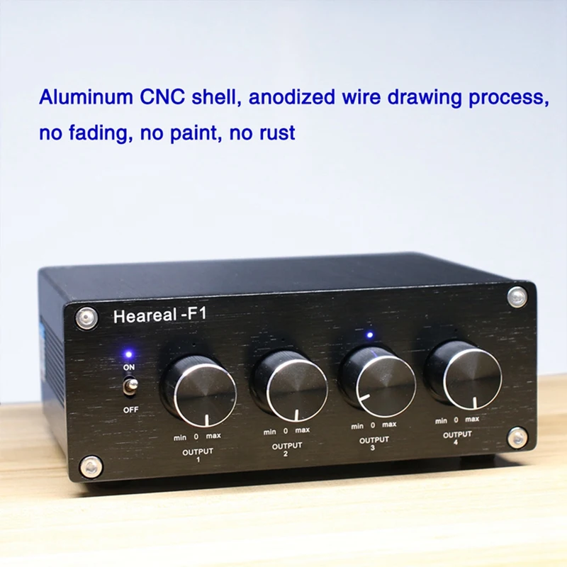 Heareal Signal Dual Channel Stereo Splitter 1 Input and 4 Output At the Same Time Output 4 Pre Headphone Amplifier EU Plug