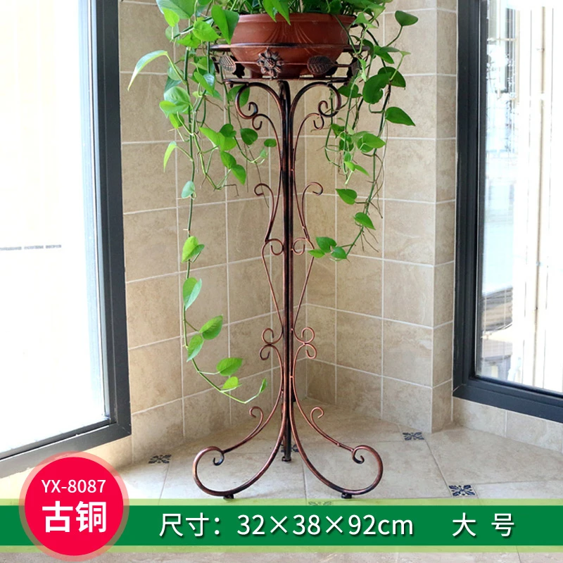 Одиночный Тип Посадки Железный Искусство Европейский стиль indoorshelts хлорофитум Botany рама Горшечное растение рама - Color: Largebronze