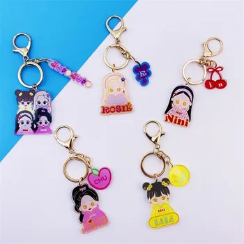 

1 Pcs 2020 Kpop BP Metal Keychain JISOO LISA ROSE JENNIE Keyring Cartoon Fashion Cute Small Gift Pendant