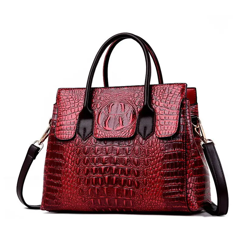 DIINOVIVO классическая сумка с текстурой под кожу крокодила брендовая дизайнерская женская сумка большой емкости OL сумка через плечо женская WHDV1224 - Цвет: Бургундия
