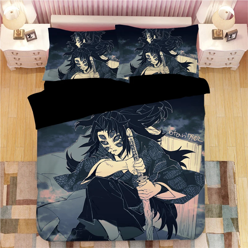 2 Demon Slayer Kimetsu No Yaiba, постельное белье, мультяшный аниме, пододеяльник, наволочки, детское аниме одеяло, комплекты постельного белья, Комплект постельного белья - Цвет: 2