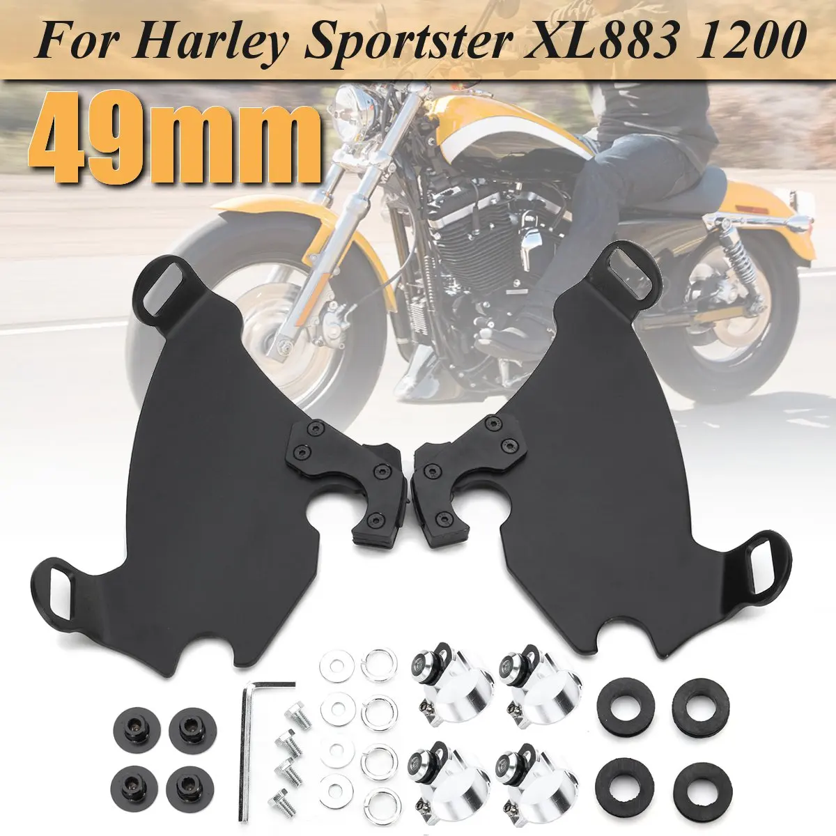 49mm Mount Kit 39 мм/49 мм Передняя ABS пластиковая фара обтекатель, колющий кронштейн лобового стекла и триггерный замок монтажный комплект для Sportster XL883 1200 - Цвет: 49mm Mount Kit